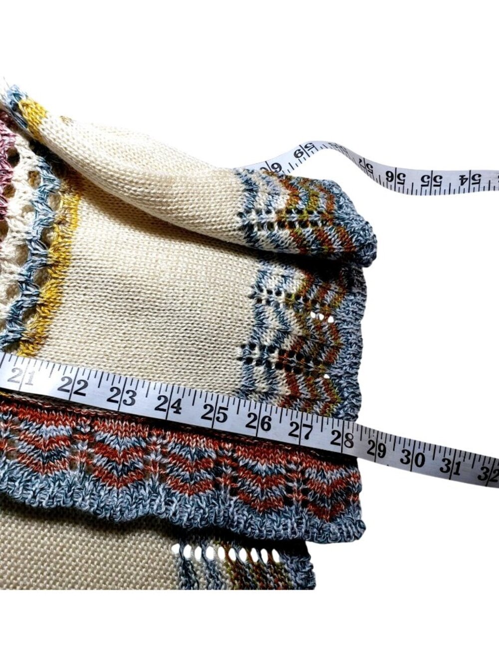 Kimono Cardigan Sweater Open Front M Multiples Multicolored Stipes Boho Cottage - Picture 12 of 12